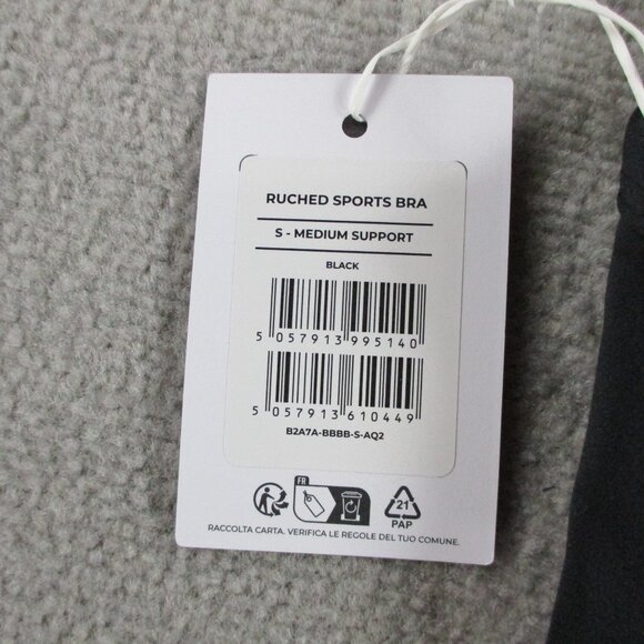 Gymshark Ruched Support Bra Womens Small Black Medium Support Athletic Training - Picture 4 of 5